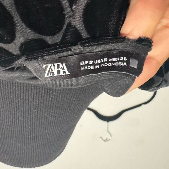 Zara Black Velvet Dot Mini Dress small - Picture 4 of 4